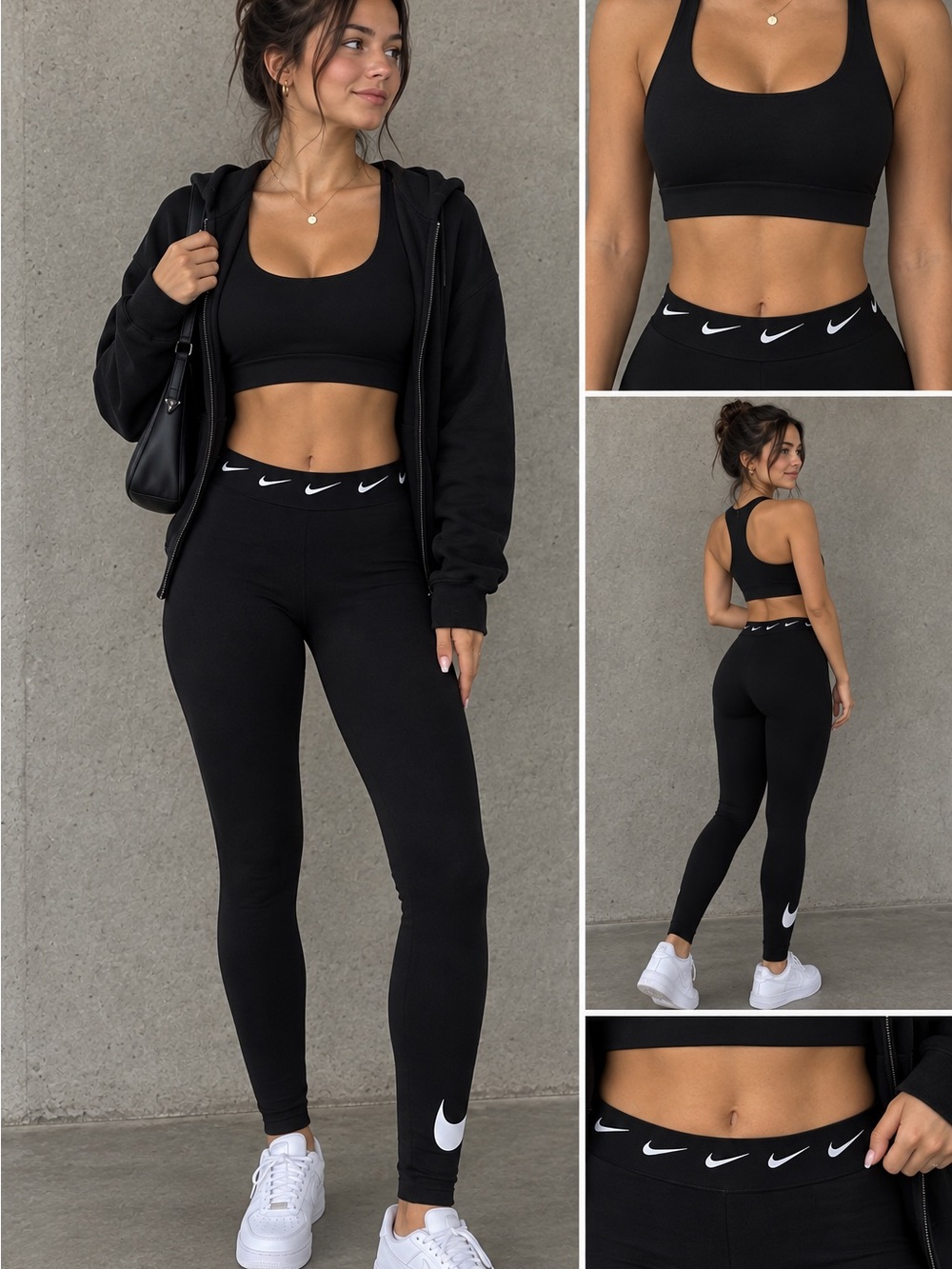 Nike Black High-Waist Leggings and Sports Bra Set